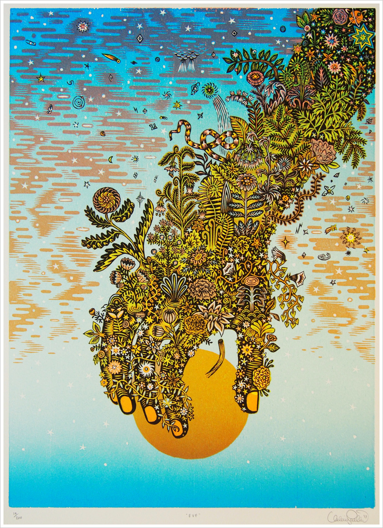 "EVE" Woodcut Print, Woodblock Print by Valerie Lueth | Tugboat Printshop